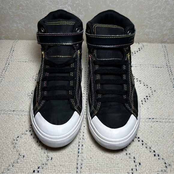 Converse Shoes - Women's Converse All Star High Tops Size 5 Black w/Rainbow Stitching Vintage